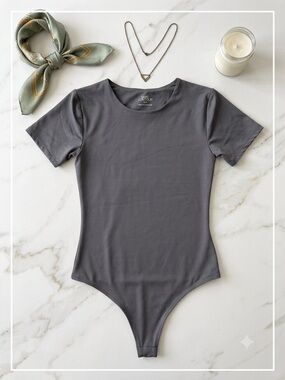 SWS Contour Sleek Gray Short-Sleeve Bodysuit Small